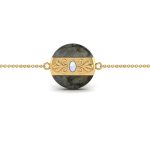 Fine Handcrafted Stone Overlay Bar on Stone Connector Brass Bracelet
