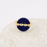 Lapis Brass Ring with Designer Loop for a Bold Statement