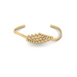 Crashing Waved Diamond Accented Brass Bangle