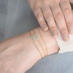 Elegant 3 Layered Amazonite Beads Chain Brass Bracelet