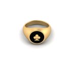 Black Clubs Embossed on Enamel Base Brass Ring