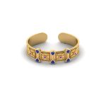 Indo Theme Lapis and Amethyst Gemstone Brass Bangle