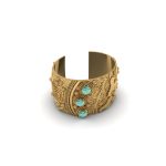 Detailed Crafting Life Wide Amazonite Brass Cuff Bracelet