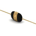 Egyptian Carving Gold Overlay on Black Onyx Long Oval Connector Bracelet