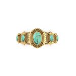 Vintage Handcrafted Turquoise Oval Semiprecious Stone Brass Bangle