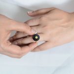 Black Beauty with Flower Bindi and Diamond Brass Ring