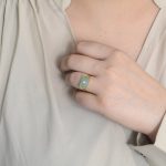 Elegant Beauty Confined Aquamarine Brass Ring