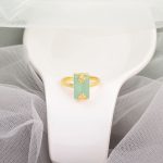 Restraining Beauty Aquamarine Gemstone Brass Ring