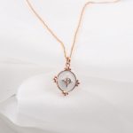 White Enamel with CZ in a Chic and Claasy Pendant Brass Necklace