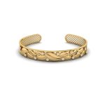 Leaves and Lines Diamond Gold Brass Bangle