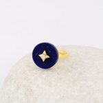 Royalty Adorned Lapis with Bindi and Zirconium Brass Ring