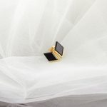 Simplistic Fusion Black Onyx Gemstone Brass Studs Earring