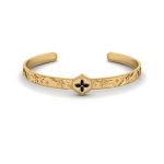Nature Lovers Cuff Enamel and Diamond Gold Brass Bangle