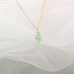 Dangling Marquise Aquamarine Gemstone Brass Pendant Necklace