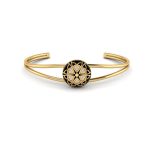 Enamel Diamond Studded Kaleidoscope Ridged Band Gold Bangle