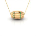 Two Headed Drum Studded with Emeralds Gold Pendant Necklace