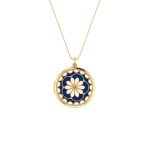Royal and Antique Flower Enamel Gold Locket Necklace