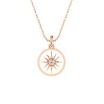 Star Spark Diamond White Enamel Gold Necklace