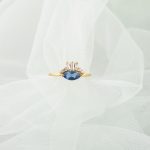 Sapphire Eye Glittering with Multi Diamonds Gold Ring