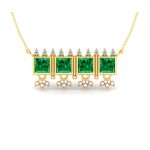 Evergreen Lush Emerald and Pearl Gemstone Gold Necklace
