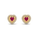 Retro Fusion styled Turquoise Heart and Diamond Gold Studs Earring