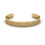 Handcrafted Fine Jaali Cutwork Diamond Gold Cuff Bracelet