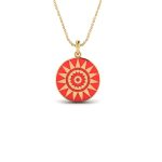 Mandala Art Gold Overlay Enamel Pendant Necklace