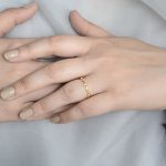 Sleek Frilly Line CZ Set Gold Ring