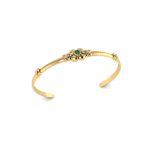 Big and Small Flower Bunch Emerald Diamond Gold Bangle