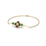 Rising Star Enamel Diamond and Emerald Gold Chain Bracelet
