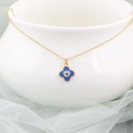 Forever Gurading Flower Evil Eye Pendant Necklace