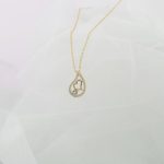 Dangling Heart and Blue Sapphire Studded with Tiny Diamonds Pendant Necklace
