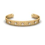 Detailed Fine Jaali work Designer Diamond Gold Cuff Bracelet