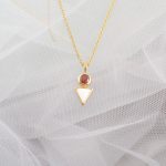 Dangling Triangle Ruby Round Silver Pendant Necklace
