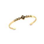 Lines and Corners Enamel Diamond Gold Bangle