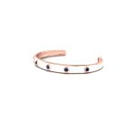 Classy White Enamel and Sapphire Gemstone Sleek Gold Cuff Bangle