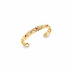 Entertwined Wines in Pink Tourmaline Stones Gold Cuff Bangle
