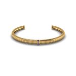 Sleek N Stylish Striped Rounded Band in Blue Sapphire Gold Cuff Bangle
