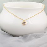 Pac Man Inspired Blue Sapphire Gold Pendant Necklace