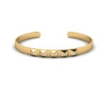 Egyptian Pyramids Diamond Accented Gold Cuff Bangle