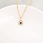 Protecting Angel Evil Eye CZ Gold Necklace