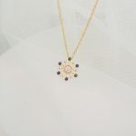 Traditional Ethnic Blue Sapphire and CZ Gold Pendant Necklace