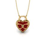 Closed Heart Fine Crafted Enamel Sapphire Brass Pendant Necklace