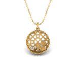 Handmade Jaali accenting Leaves Diamond Gold Pendant Necklace