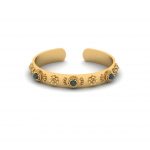 Flower Eyes Blood Stone Silver Cuff Bracelet