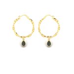 Twisted Curlers Pear Stone Dangler Silver Earrings