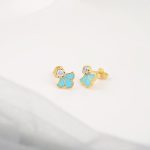 Spring is Calling Enamel CZ Silver Studs Earring