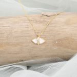White Enamel Marquise Over layed with Tiny Diamonds Bar Pendant Necklace