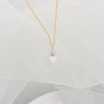 Close to Enamel Heart and Turquoise Silver Pendant Necklace
