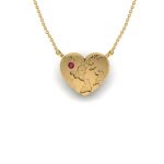 Earthy Heart adorned with Ruby Moon Heart Silver Necklace